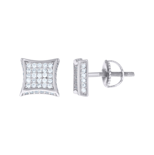 Sterling Silver Or Yellow-Tone Unisex Cubic Zirconia Kite Stud Earrings
