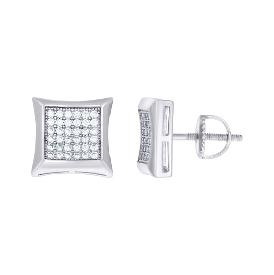 Sterling Silver Or Yellow-Tone Unisex Cubic Zirconia Kite Stud Earrings