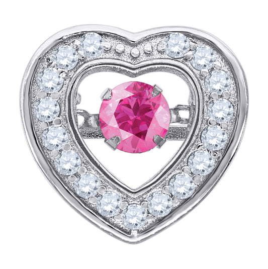 Sterling Silver Womens Cubic-Zirconia Heart Slide Charm Pendant