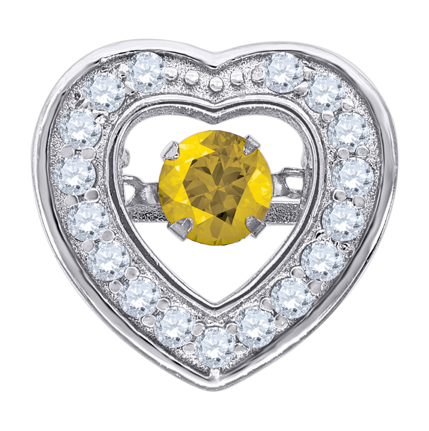 Sterling Silver Womens Cubic-Zirconia Heart Slide Charm Pendant