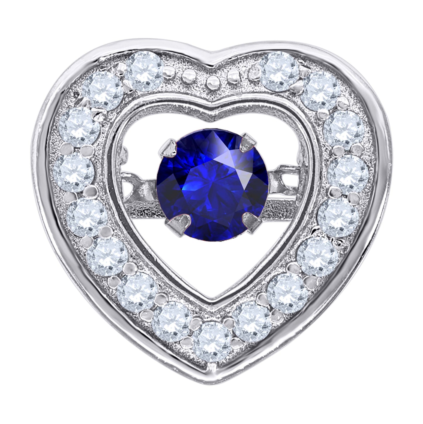 Sterling Silver Womens Cubic-Zirconia Heart Slide Charm Pendant