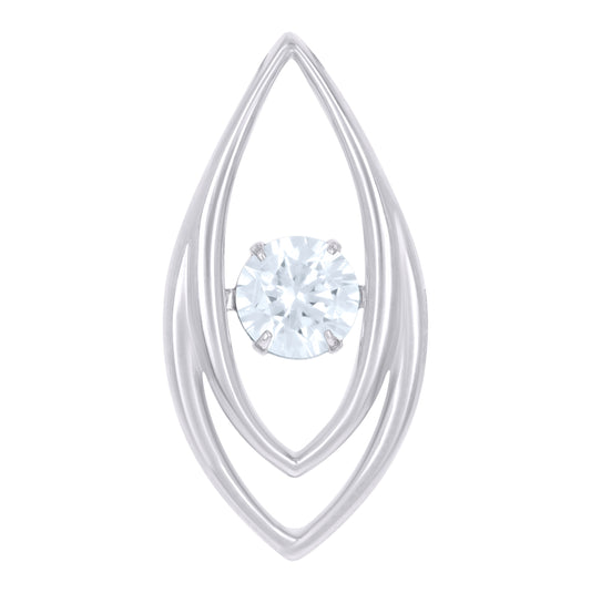 Sterling Silver Womens Aqua Cubic Zirconia Fashion Teardrop Slide Charm Pendant