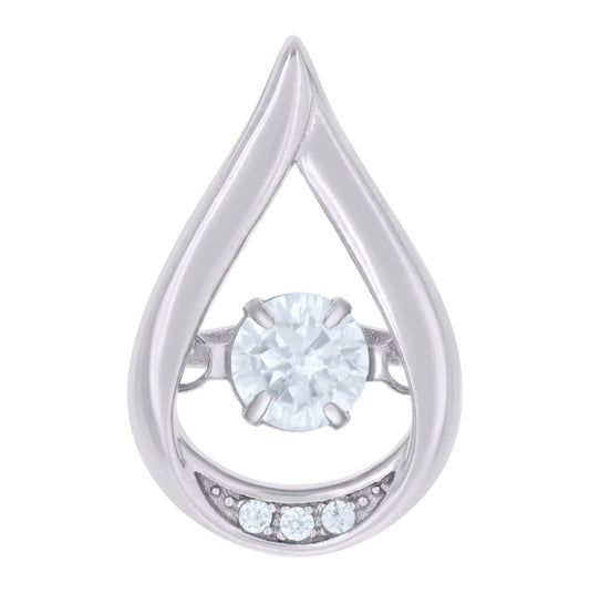 Sterling Silver Womens Cubic Zirconia Fashion Teardrop Slide Charm Pendant