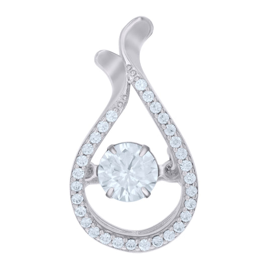 Sterling Silver Womens Aqua Cubic Zirconia Fashion Teardrop Slide Charm Pendant