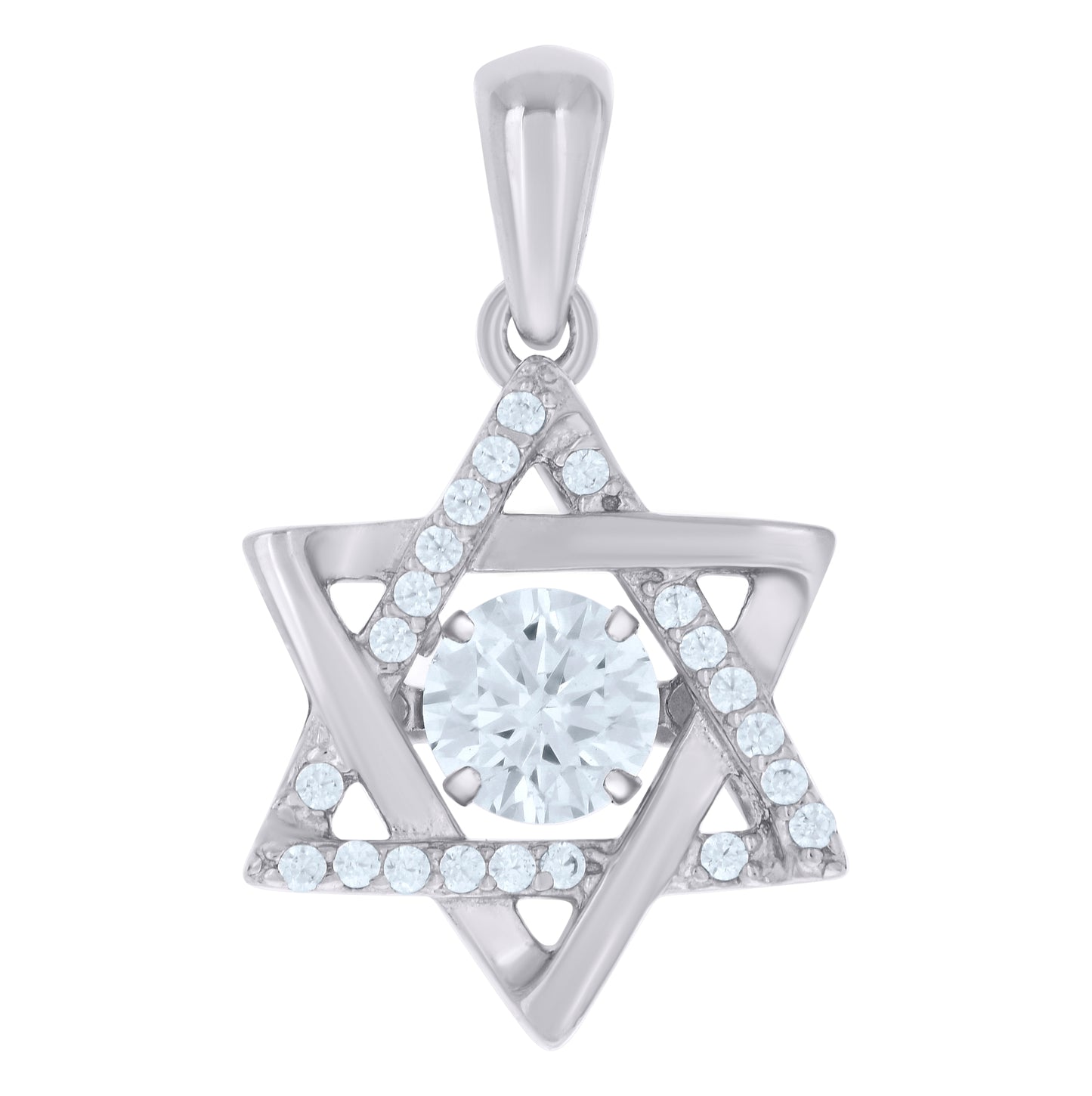 Sterling Silver Womens Cubic-Zirconia Star Of David Symbol Religious Charm Pendant