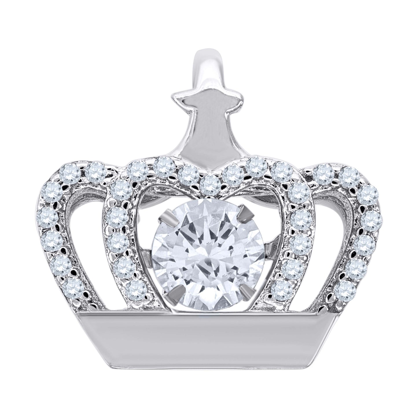 Sterling Silver Womens Cubic-Zirconia Crown Fashion Charm Pendant