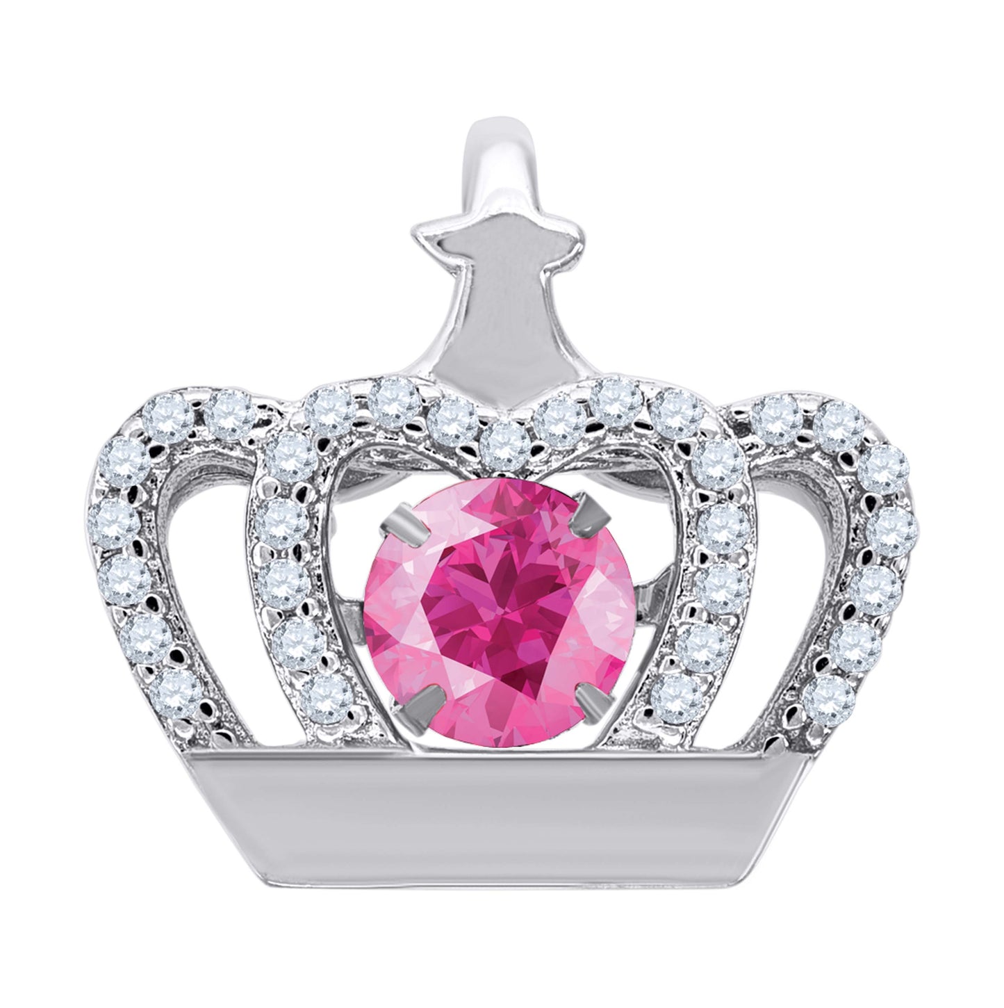 Sterling Silver Womens Cubic-Zirconia Crown Fashion Charm Pendant