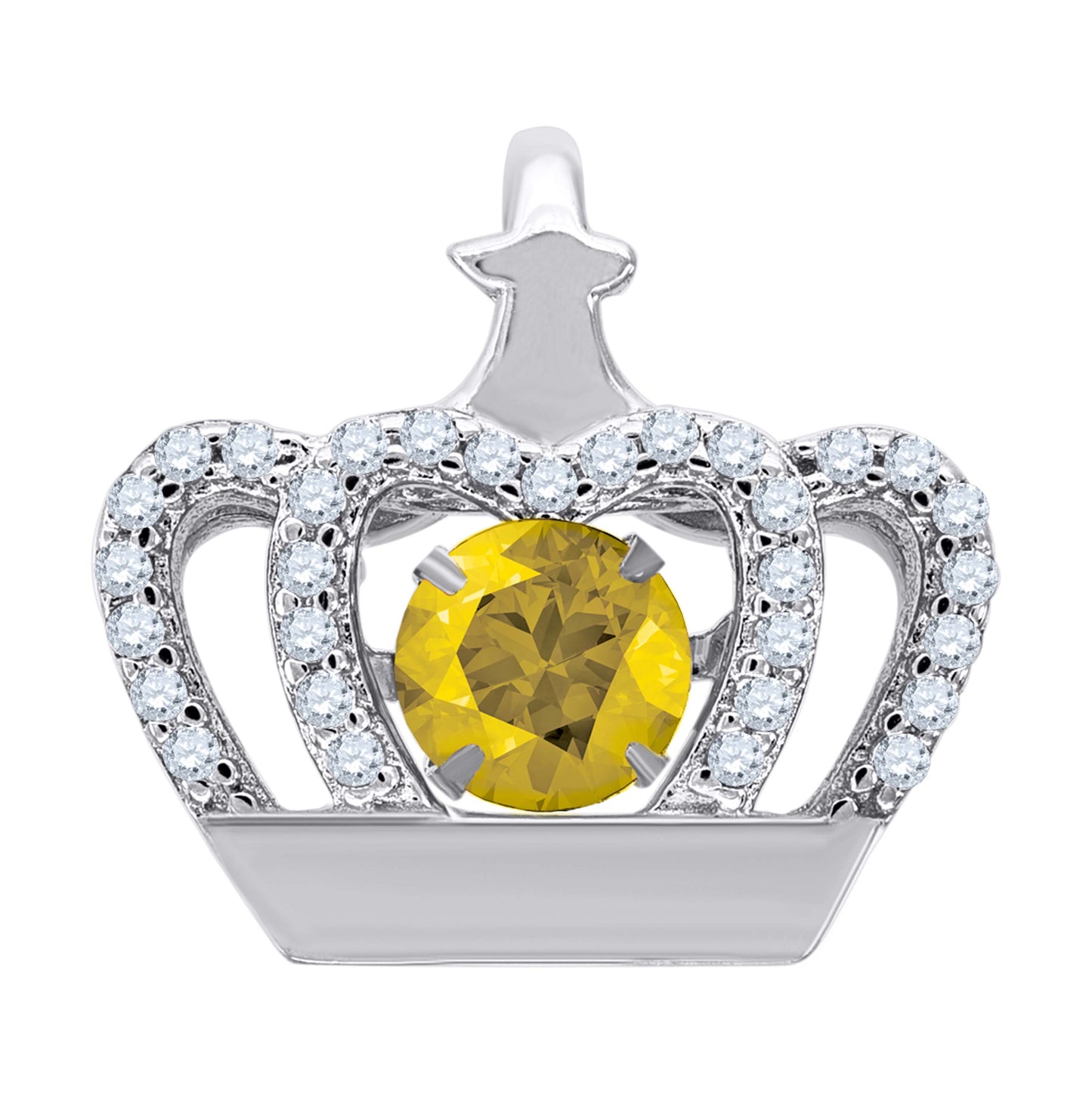 Sterling Silver Womens Cubic-Zirconia Crown Fashion Charm Pendant