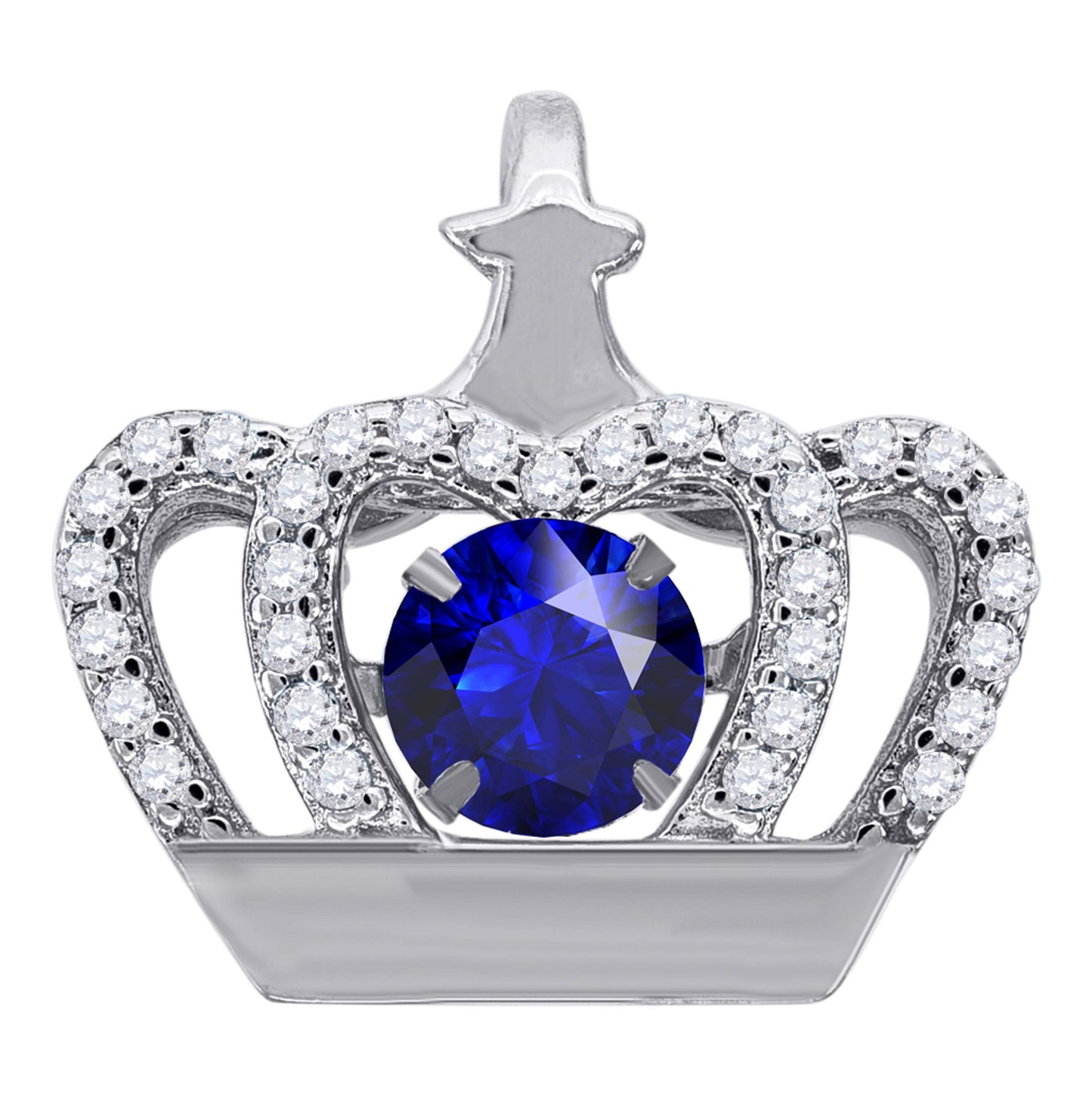 Sterling Silver Womens Cubic-Zirconia Crown Fashion Charm Pendant