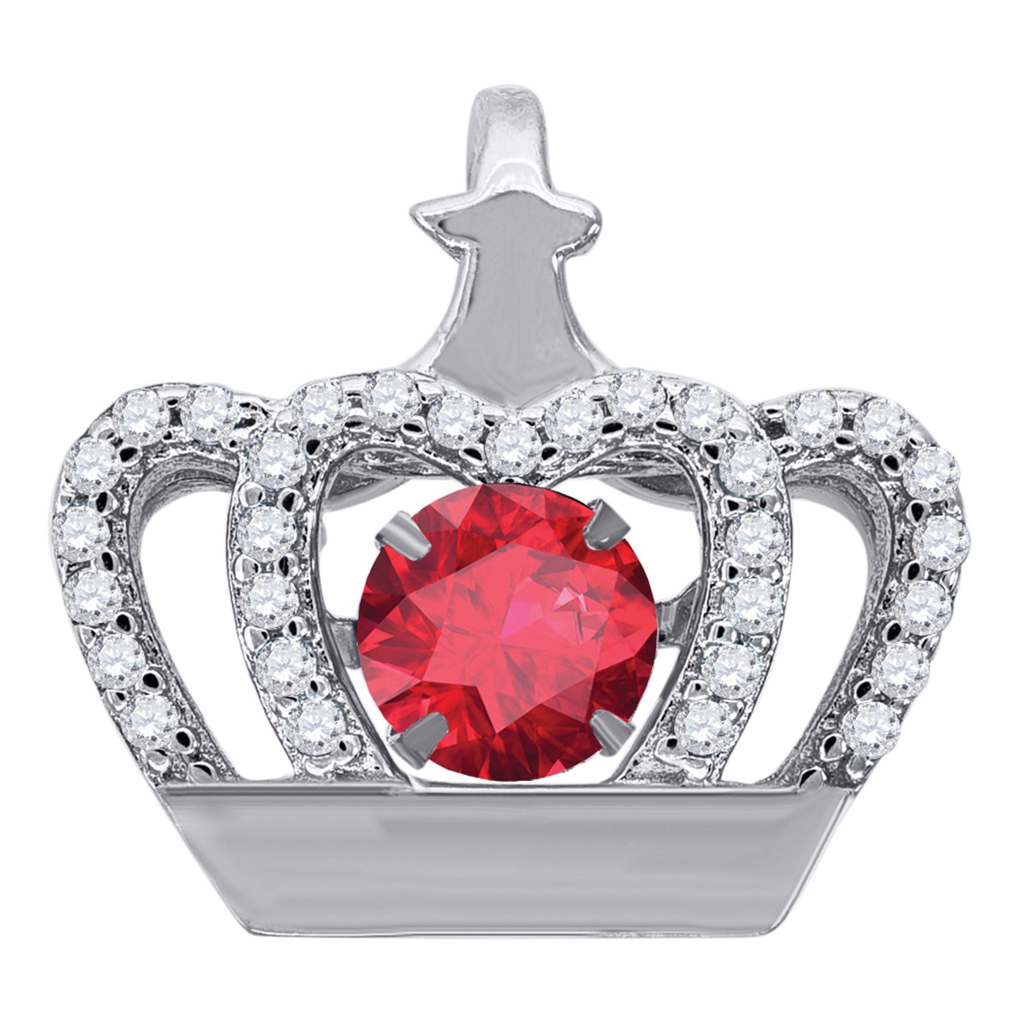 Sterling Silver Womens Cubic-Zirconia Crown Fashion Charm Pendant