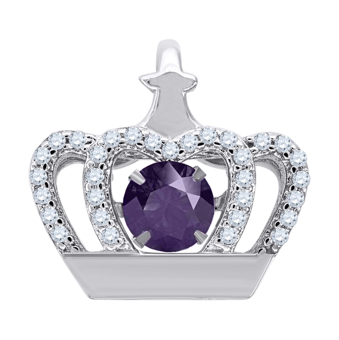 Sterling Silver Womens Cubic-Zirconia Crown Fashion Charm Pendant