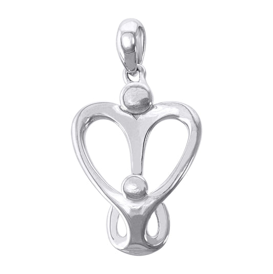 Sterling Silver Womens Heart Mom Child Charm Pendant
