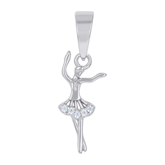 Sterling Silver Womens Cubic Zirconia Dancing Ballerina Sports Charm Pendant