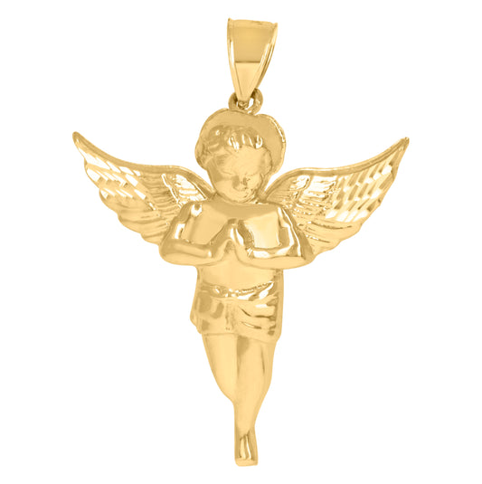 10K Yellow Gold Mens Women Cupid Angel Religious Charm Pendant