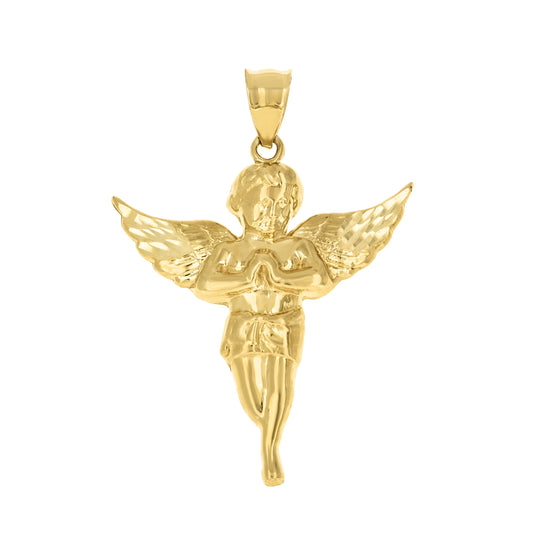 10K Yellow Gold Mens Women Cupid Angel Religious Charm Pendant