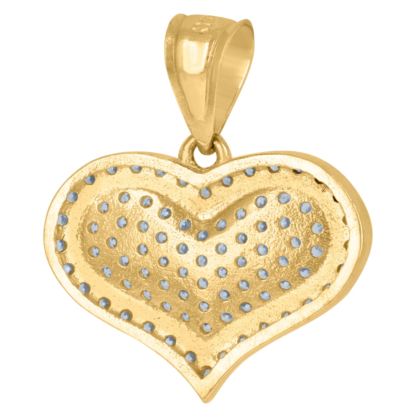 10K Yellow Gold Womens Cubic Zirconia Cubic-Zirconia Love Heart Charm Pendant