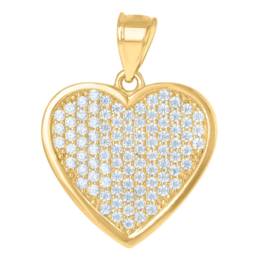 10K Yellow Gold Cubic-Zirconia Womens Heart Charm Pendant