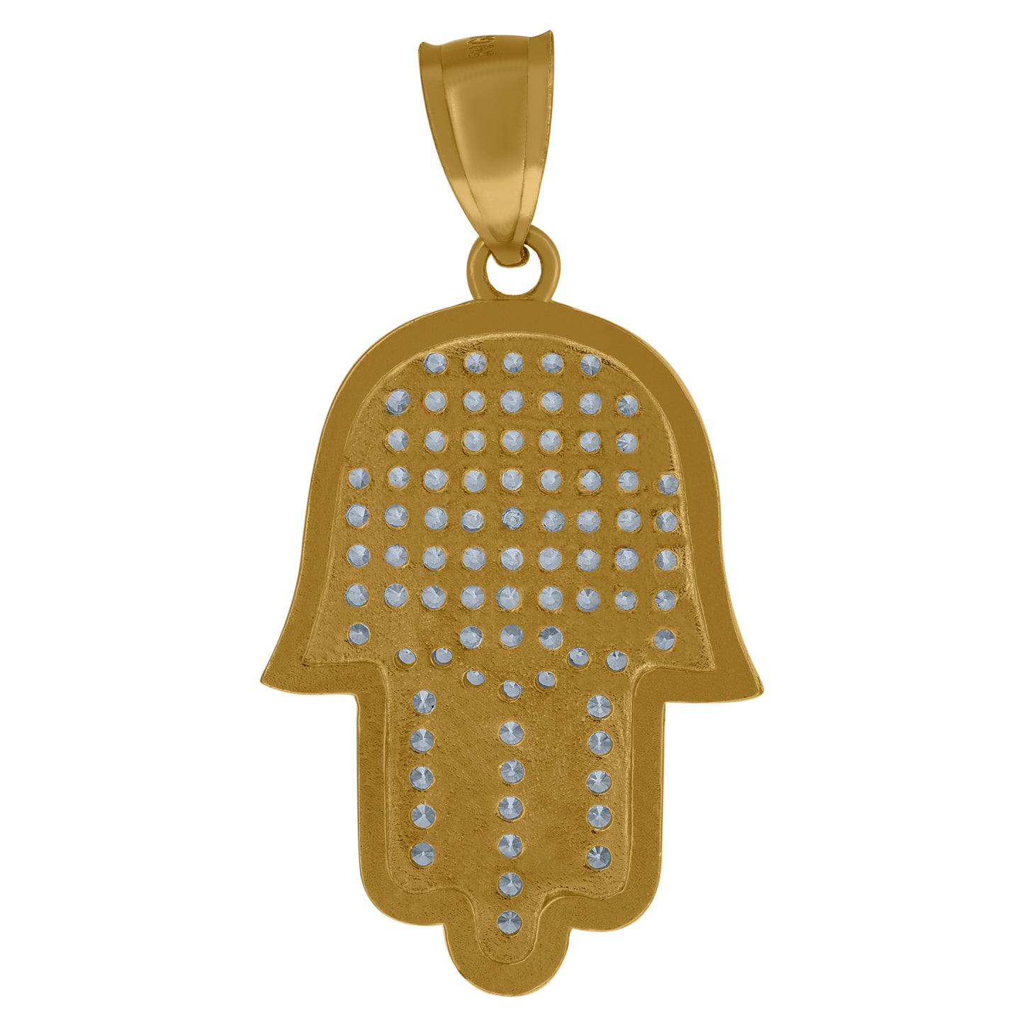 10K Yellow Gold Cubic-Zirconia Womens Hamsa Religious Charm Pendant