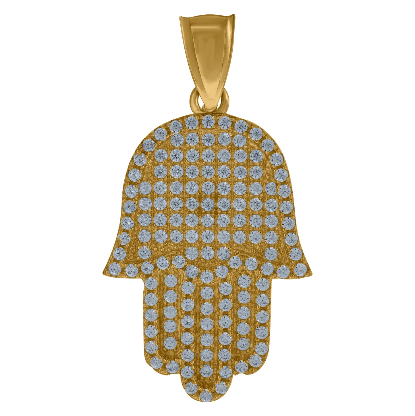 10K Yellow Gold Cubic-Zirconia Womens Hamsa Religious Charm Pendant