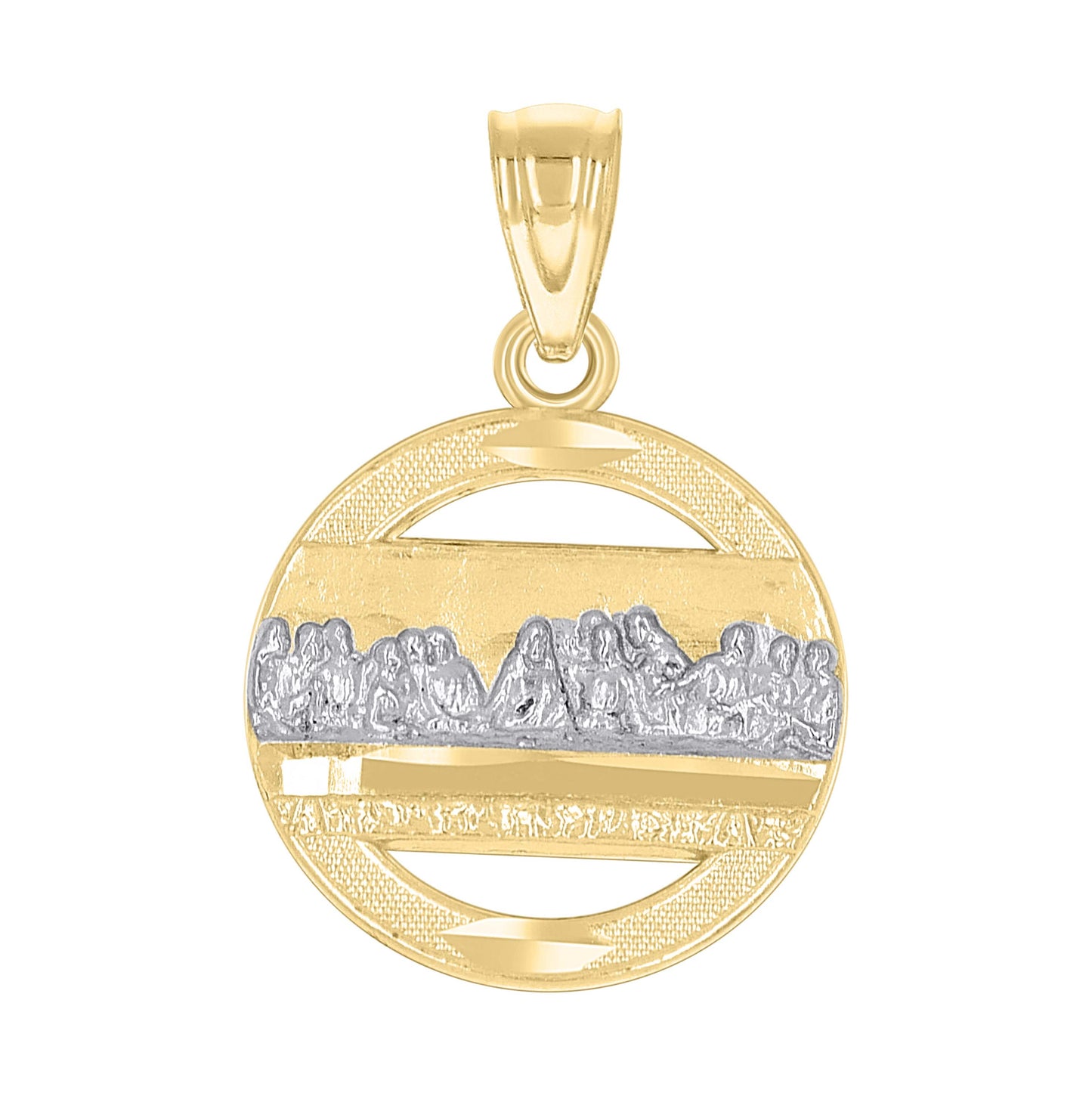 10K Two-Tone Gold Diamond-Cut Womens Last Supper Religious Charm Pendant