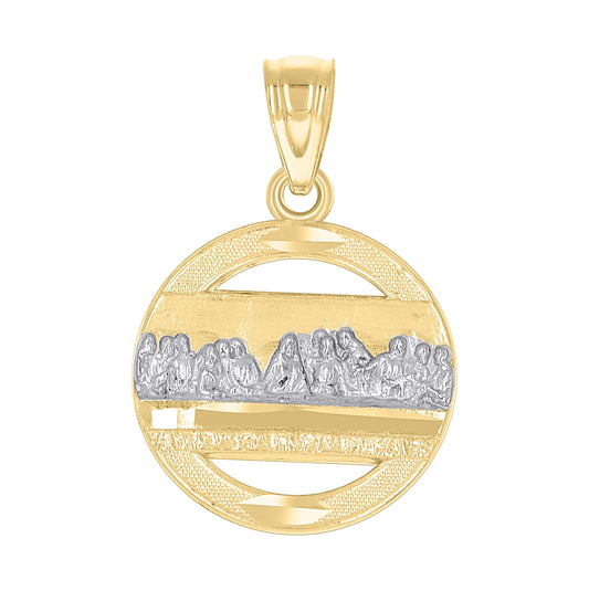 10K Two-Tone Gold Diamond-Cut Womens Last Supper Religious Charm Pendant