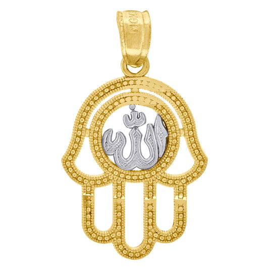 10K Two-Tone Gold Mens Women Textured Religious Charm Pendant