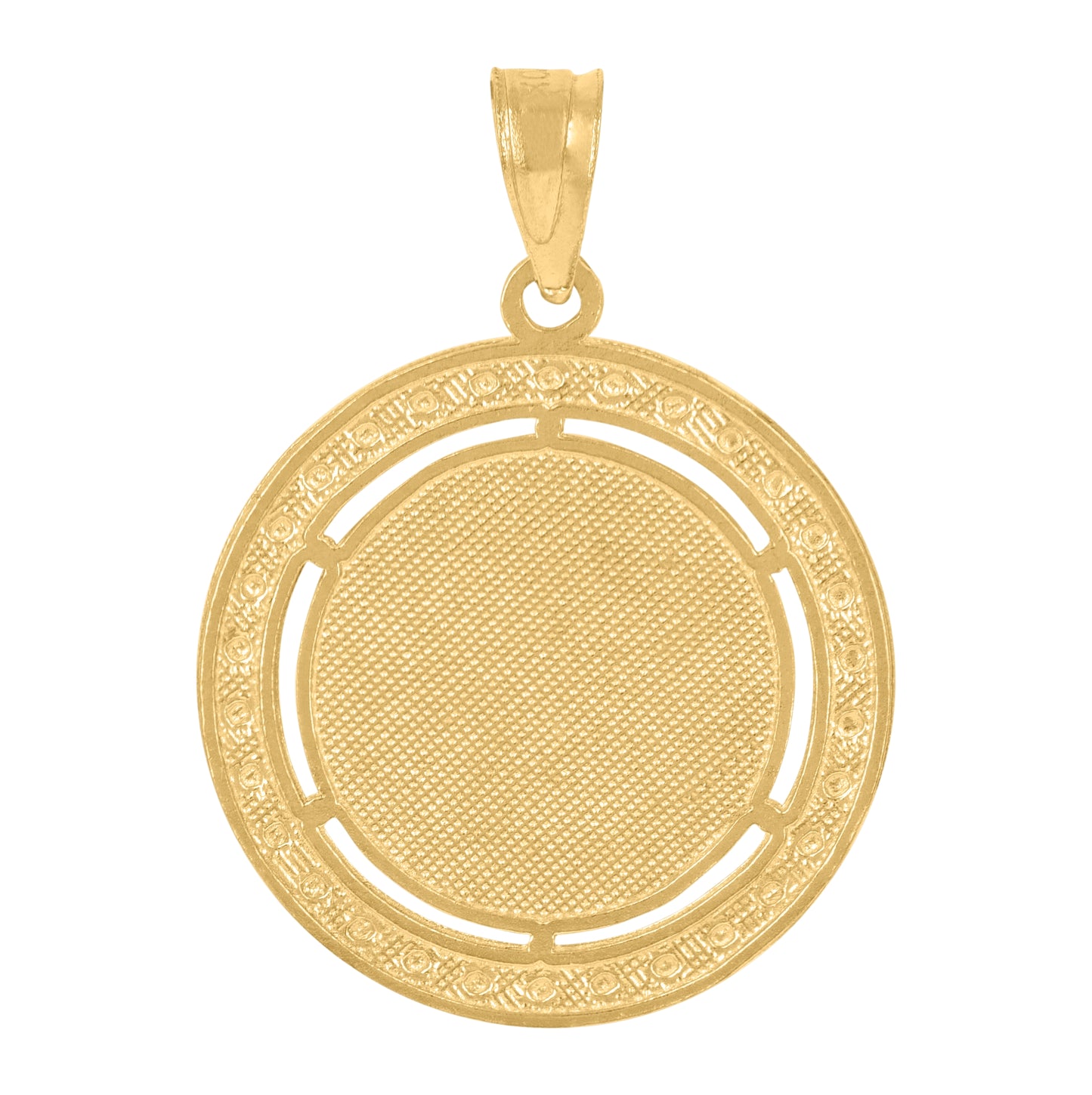 10K Two-Tone Gold Mens Women Textured Globe Charm Pendant