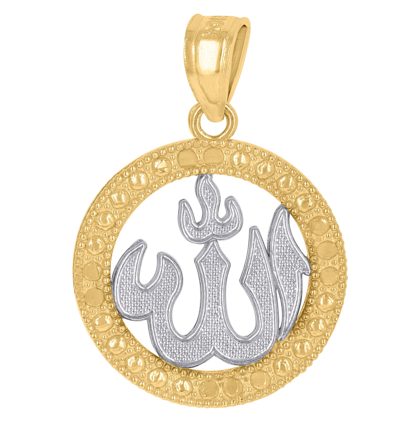 10K Two-Tone Gold Mens Women Textured Religious Charm Pendant