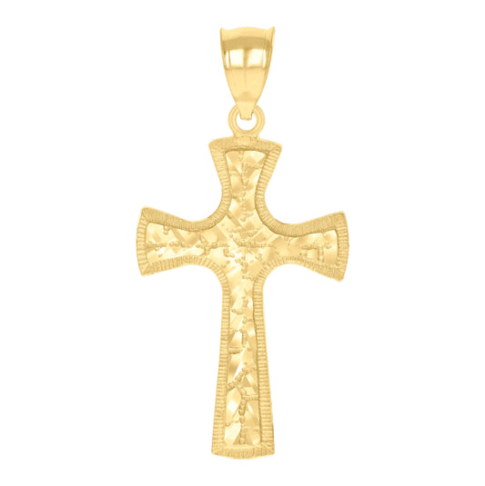 14K Yellow Gold Womens Nugget Byzantine Cross Ht:47.1Mm Religious Pendant Charm