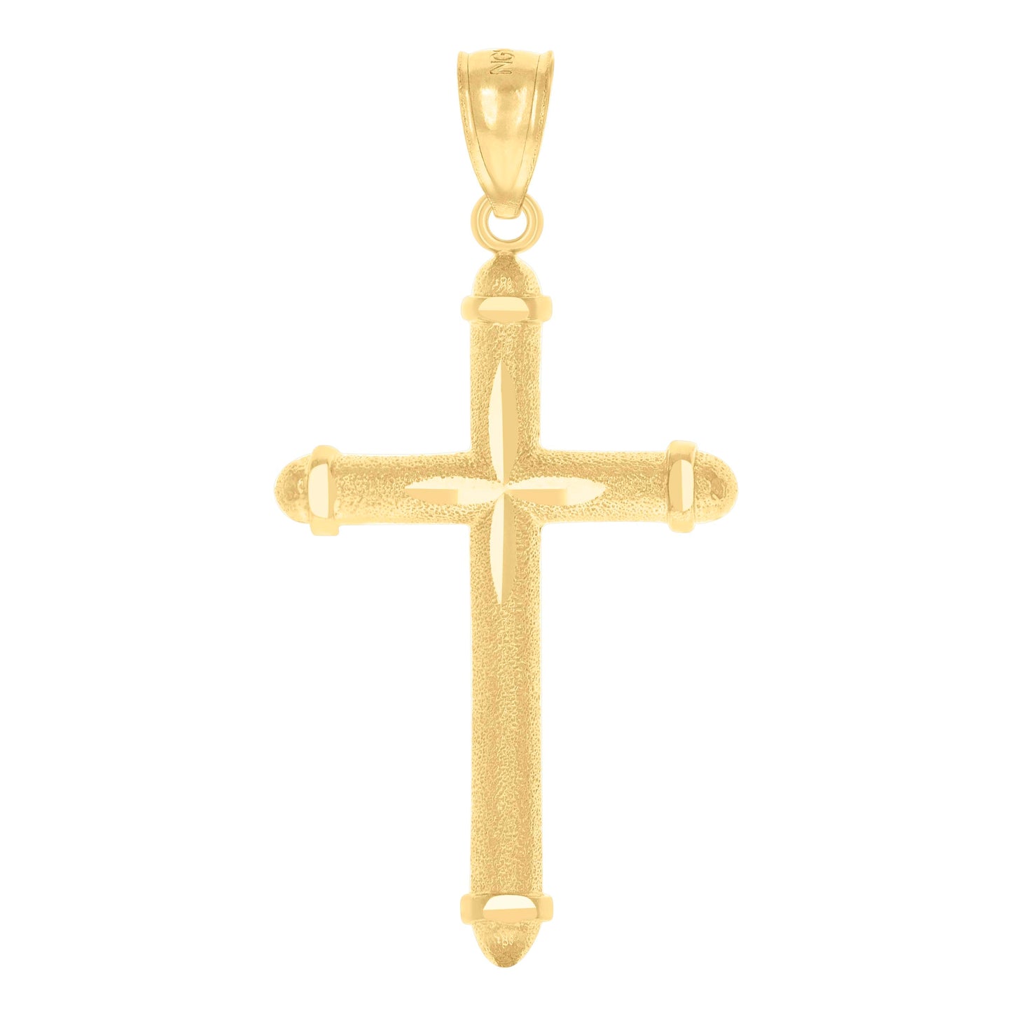 14K Yellow Gold Womens Diamond-Cut Cross Ht:46.7Mm Religious Pendant Charm