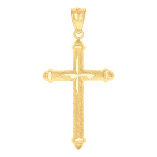 14K Yellow Gold Womens Diamond-Cut Cross Ht:46.7Mm Religious Pendant Charm