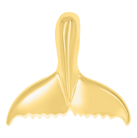 14K Yellow Gold Unisex Diamond-Cut Whale Dolphin Tail Animal Ht:17.1Mm Pendant Charm