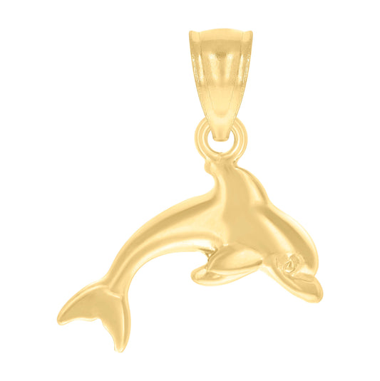 14K Yellow Gold Womens Dolphin Fish Ht:7.7Mm Pendant Charm