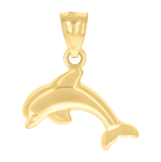 14K Yellow Gold Womens Dolphin Fish Ht:17.7Mm Pendant Charm