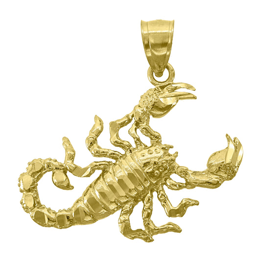 14K Yellow Gold Womens Diamond-Cut Scorpio Insect Ht:26.2Mm Pendant Charm