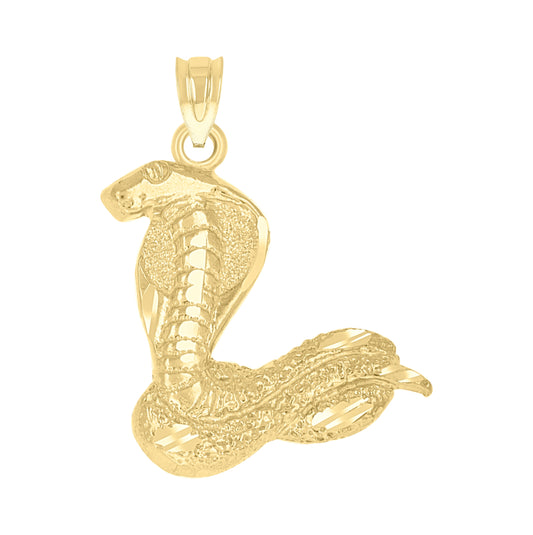 14K Yellow Gold Womens Diamond-Cut Snake Animal Reptile Wildlife Pendant Charm