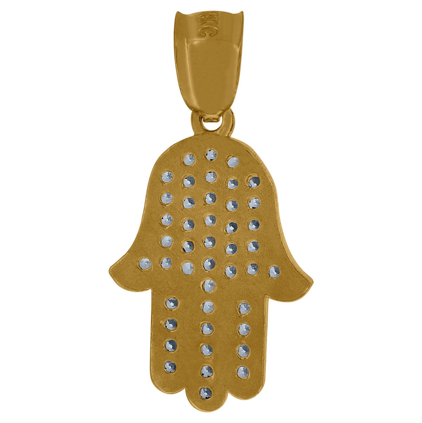 10K Two-Tone Gold Mens Women Cubic Zirconia Cubic-Zirconia Hamsa Religious Charm Pendant