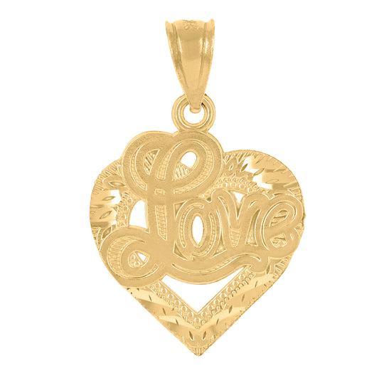 14K Yellow Gold Womens I Love You Heart Ht:23.5Mm Pendant Charm