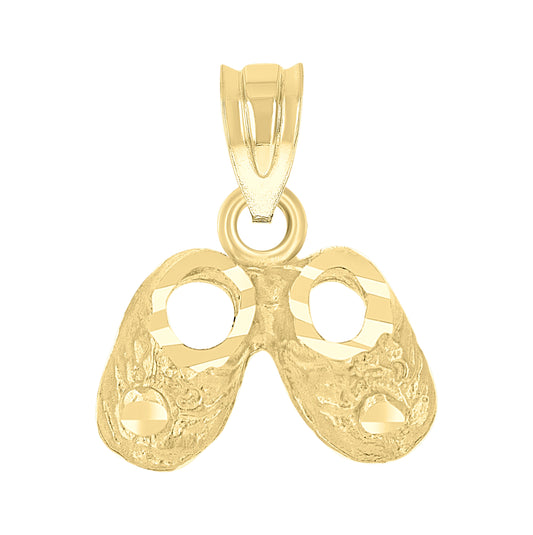 14K Yellow Gold Baby Diamond-Cut Baby Shoes Ht:13.6Mm Baby Pendant Charm