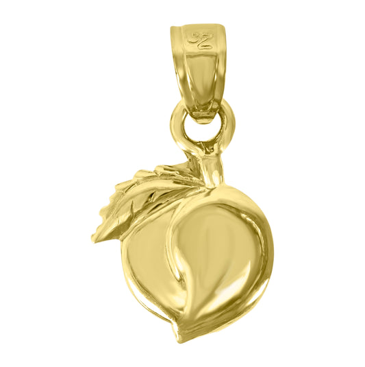 14K Yellow Gold Womens Peach Food Fashion Pendant Charm