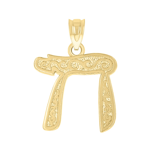 14K Yellow Gold Womens Diamond-Cut Chi Ht:21.8Mm Pendant Charm