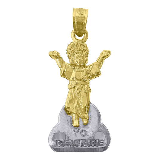 14K Gold Womens Two-Tone Jesus Yo Reinare Ht:26.5Mm Religious Pendant Charm