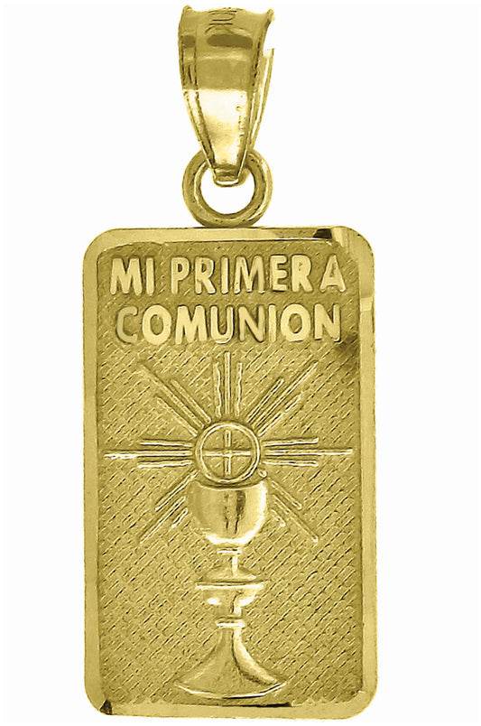 14K Yellow Gold Womens Mi Primera Communion Ceremonyht:21.8Mm Religious Pendant Charm