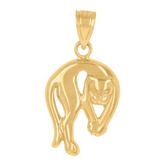 14K Yellow Gold Unisex Panther Animal Pendant Charm
