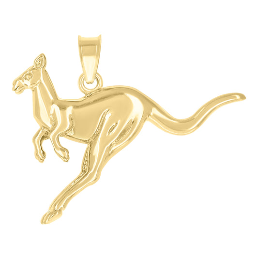 14K Yellow Gold Unisex Kangaroo Animal Pendant Charm