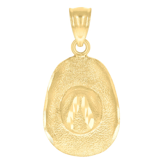 14K Yellow Gold Womens Cow Boy Hat Fashion Ht:26.3Mm Fashion Pendant Charm