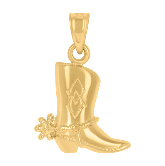 14K Yellow Gold Womens Cowboy Boot Fashion Ht:20.1Mm Fashion Pendant Charm