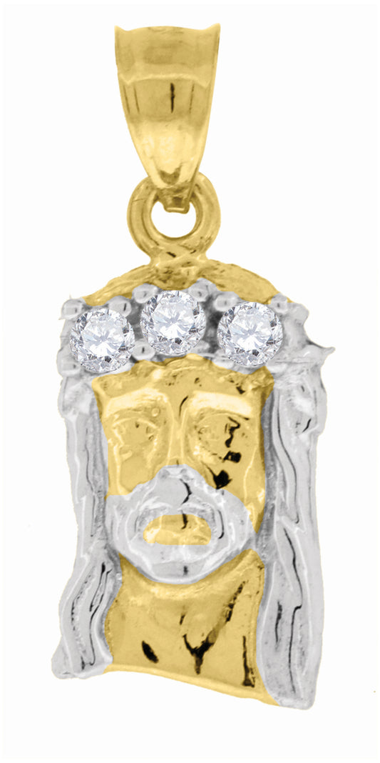 14K Gold Womens Two-Tone Polished Diamond-Cut Jesus Ht:22Mm Religious Pendant Charm