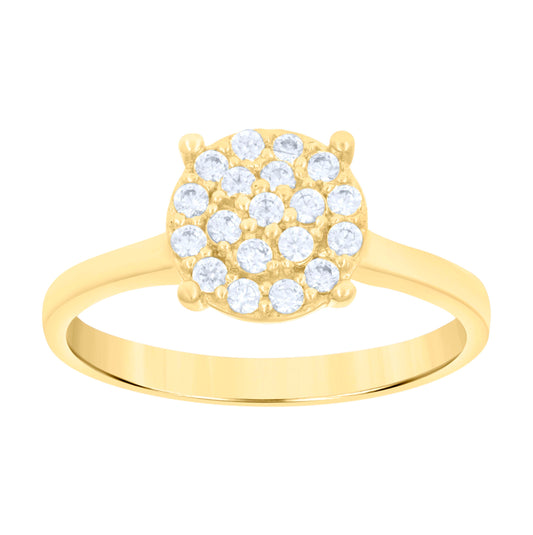 14K Two-Tone Gold Womens Cubic Zirconia Cluster Round Engagement Ring