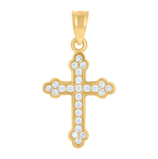 14K Gold Womens Two-Tone Cubic-Zirconia Cross Ht:23.1Mm Religious Pendant Charm